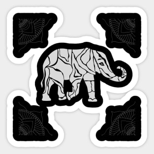 A wandering elephant with mandala pattern print Sticker